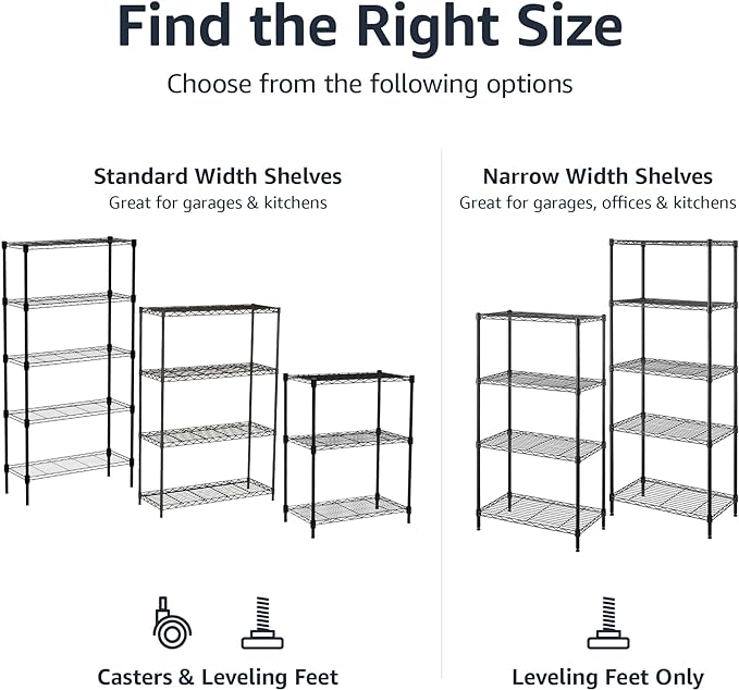 Amazon Basics 4-Shelf Steel Wire Storage Rack, Adjustable, Easy Assembly - Image 4