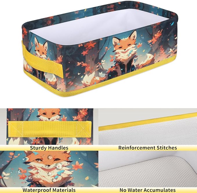 Colorful Fox Flower Tree Bathroom Storage Basket, Foldable - Image 4