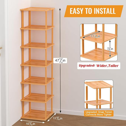Bamboo Free Standing Shoe Rack Shelf Multi Tier Tall Wooden Stackable Shoes - Image 2