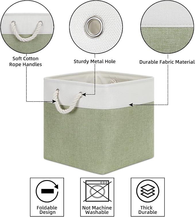 Bidtakay Cubby Storage Bins Set of 3 Fabric Baskets - Image 6