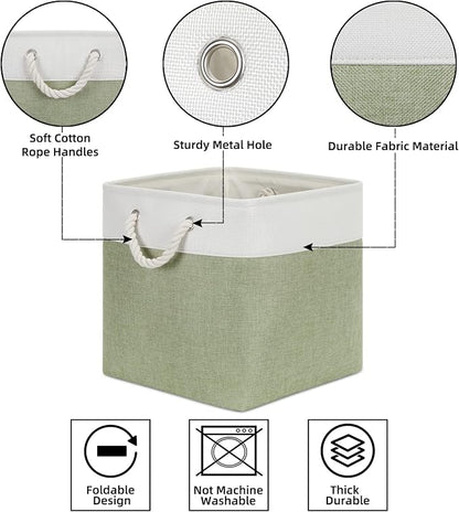 Bidtakay Cubby Storage Bins Set of 3 Fabric Baskets - Image 6