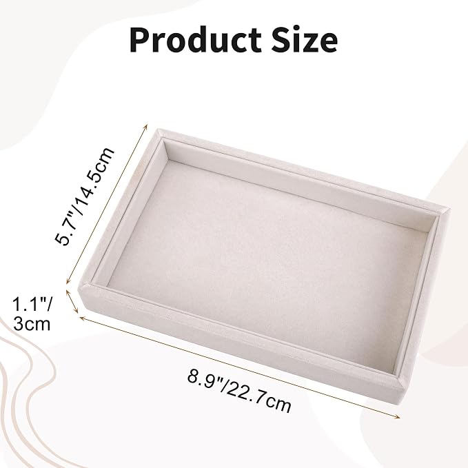 Mornajina 9" x 5.7" Velvet Jewelry Tray Jewelry Display Tray, Stackable Empty - Image 2