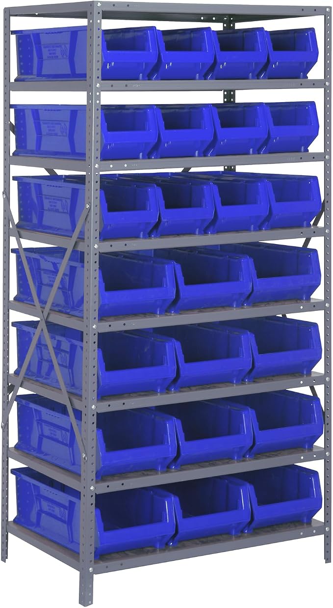 Quantum Storage Systems Wire Shelving Unit W/24BLUE Bins by QuantumStorageSystems