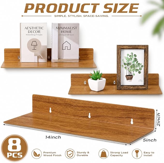 Blulu 8 Pcs Acrylic Floating Shelves - Image 3