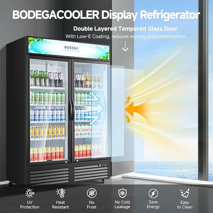 BODEGACOOLER Commercial Merchandiser Refrigerator, 2 Glass Door Commercial - Image 4