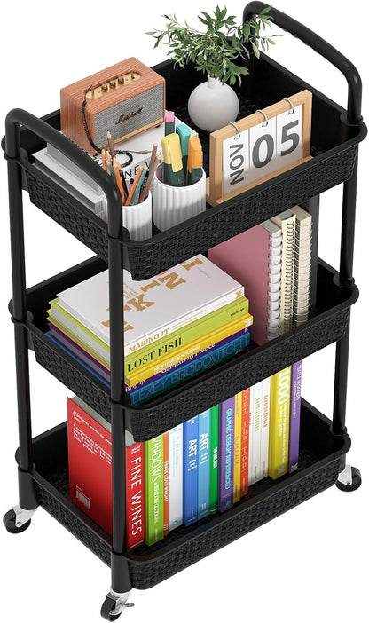 MOYIPIN 3-Tier Plastic Rolling Utility Cart by MOYIPIN