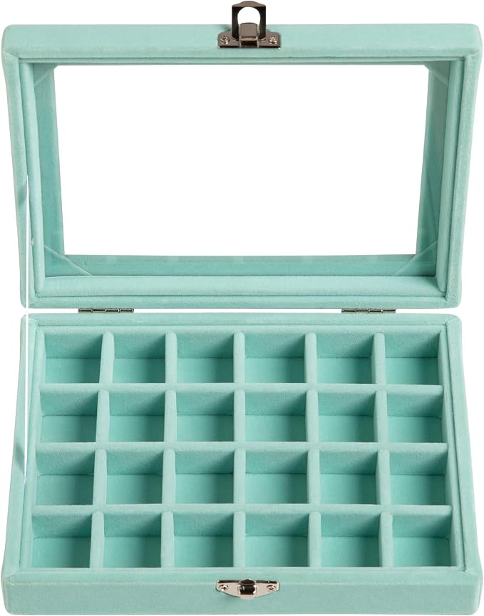 Frebeauty 24 Grid Earring Organizer, Small Velvet Jewelry Tray - Image 2