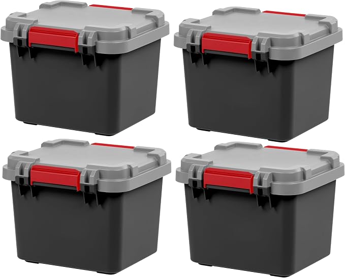 IRIS USA 4 Pack TrailBox, 8 Gallon Lockable Storage Trunk Box, Truck Bed Bin by IRISUSA