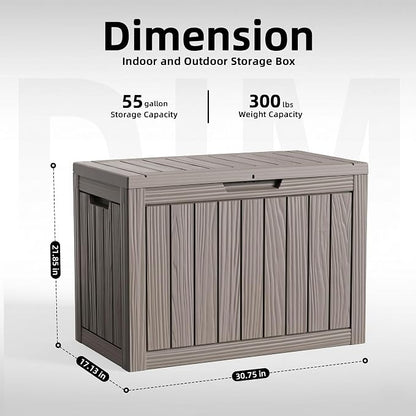 Vixzen 55 Gallon Deck Boxes Outdoor Waterproof, Lockable Resin Storage Box - Image 2