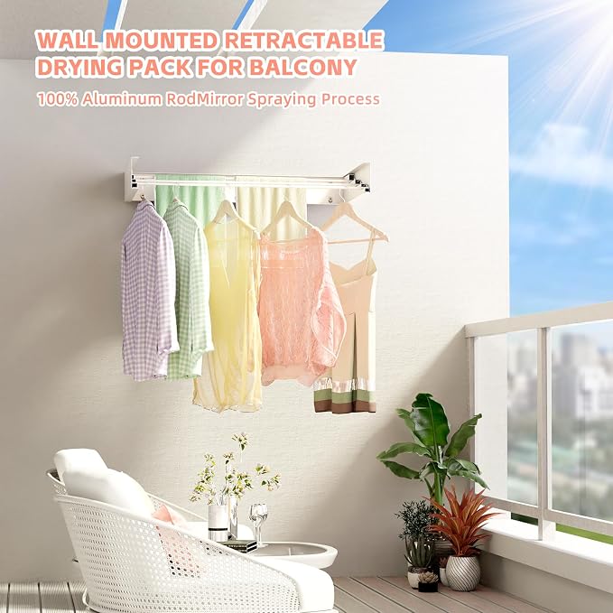 Wall Mounted Drying Rack for Laundry 19.8'', Folding Drying Rack Clothing Wall - Image 6