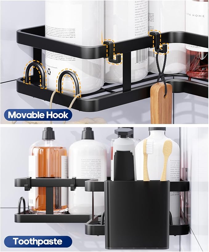 3 Pack Corner Shower Caddy Organizer, Rustproof Corner Shower Shelves, No - Image 5
