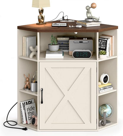 Corner Storage Cabinet, Farmhouse Corner Bookshelf by Halitaa