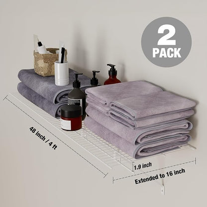 HAUSHOF 2 Pack Closet Shelves Wall Mounted, 4 ft x 16 in Wire Shelf Kit - Image 3