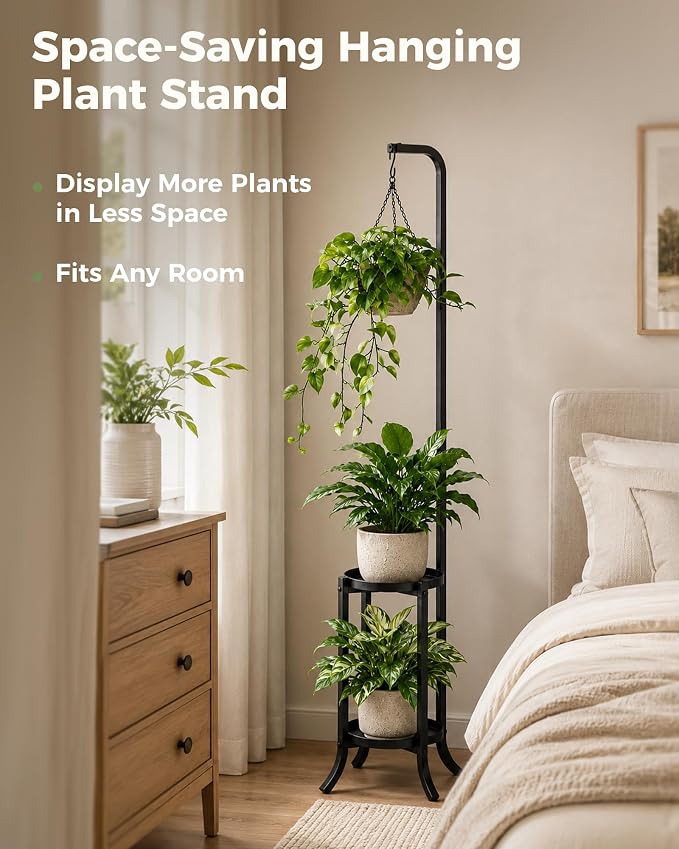 Bamworld Hanging Plant Stand Indoor Corner Tall Plant Shelf Outdoor - Image 3