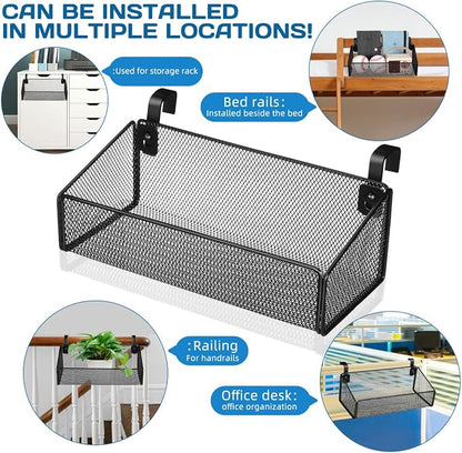 Luxshiny Bedside Hanging Storage Basket, Beside Shelf Metal Organizer Rack - Image 5