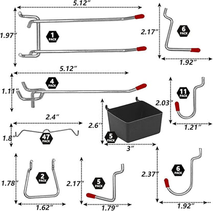 114 pcs Pegboard Hooks Assortment - Image 3