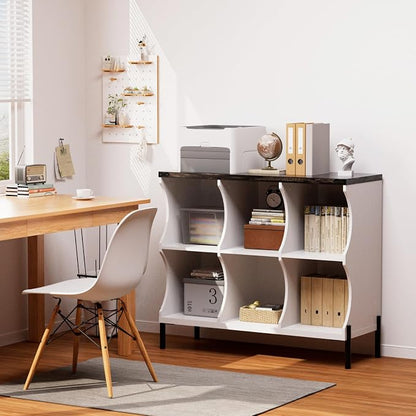 6 Cube Storage Shelf Organizer, Low Book Shelf Bookcase Entryway Table - Image 5