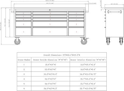 CT Copper Tailor 72-inch Rolling Tool Chest Cabinet - Image 2