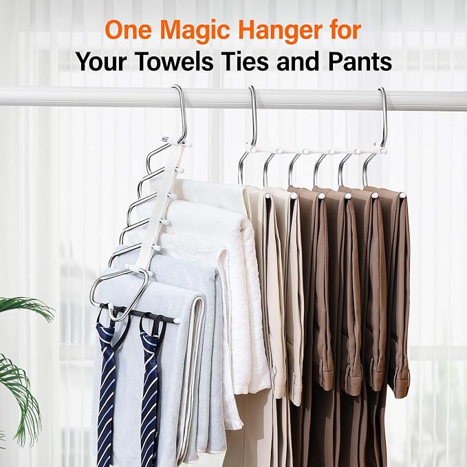 Upgraded Collapsible Pants Hangers Space Saving, 6 Layers Clothes Rack - Image 6