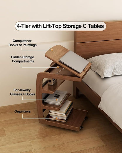 AQIMUELE Rolling Side Table, C Shaped End Table, C Table - Image 8