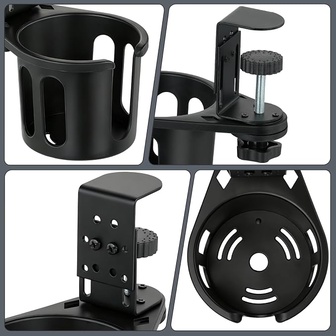 MYITYARD Desk Cup Holder Clamp, Clip On Table Cup Holder, Rotatable Water - Image 3