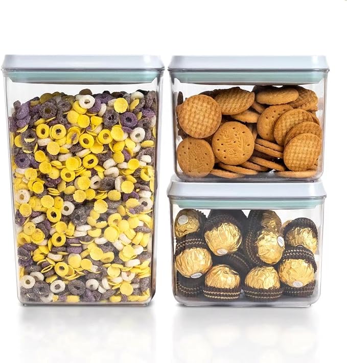 Pop Top Food Storage Containers, 3-Piece Pantry Containers by Tourdeus
