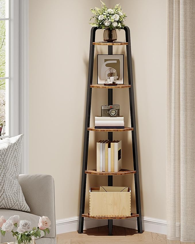 CHOEZON Corner Shelf, 5-Tier Ladder Corner Shelf, Ladder Bookshelf, 59.6" Tall by Choezon