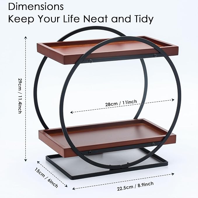 2-Tier Bathroom Counter Organizer, Wooden Perfume Organizer - Image 4