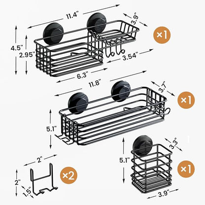 LEVERLOC Shower Caddy Suction Cup, 3 Pack Heavy Duty Bathroom Organizer - Image 3