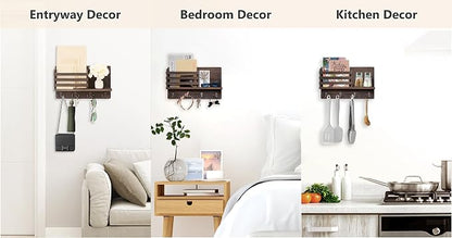 Dahey Wall Mounted Mail Holder Wooden Key Holder Rack Mail Sorter Organizer - Image 6