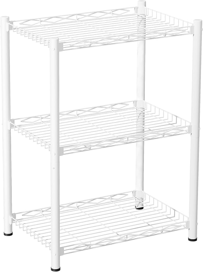 VETALLO 3 Tier White Wire Metal Shelving Unit | Storage Rack, Utility Corner by Unknown