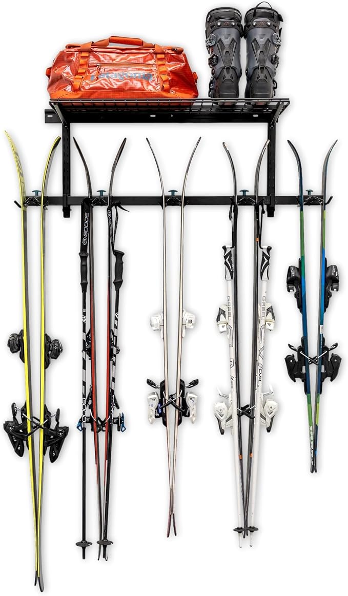 StoreYourBoard Lone Peak Ski Storage Rack and Wall Shelf, Holds 5 Pairs of Skis - Image 6