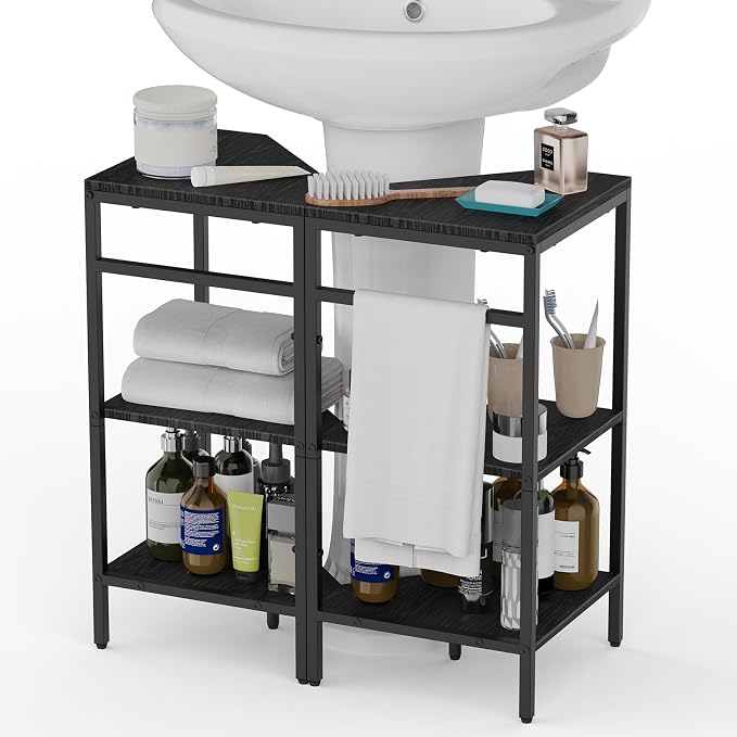 CADUKE Under Pedestal Sink Shelf, 2 Pack Under Sink Organizers and Storage by CADUKE