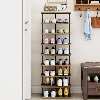 AZERPIAN Shoe Rack Storage Vertical Narrow Shoe Organizer Shelf 9 Tier | Metal - Image 2