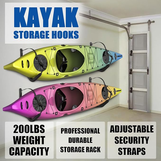 UNITEDPOWER Kayak Storage Racks, Heavy Duty Garage Hangers, Jumbo Wall Hooks - Image 3