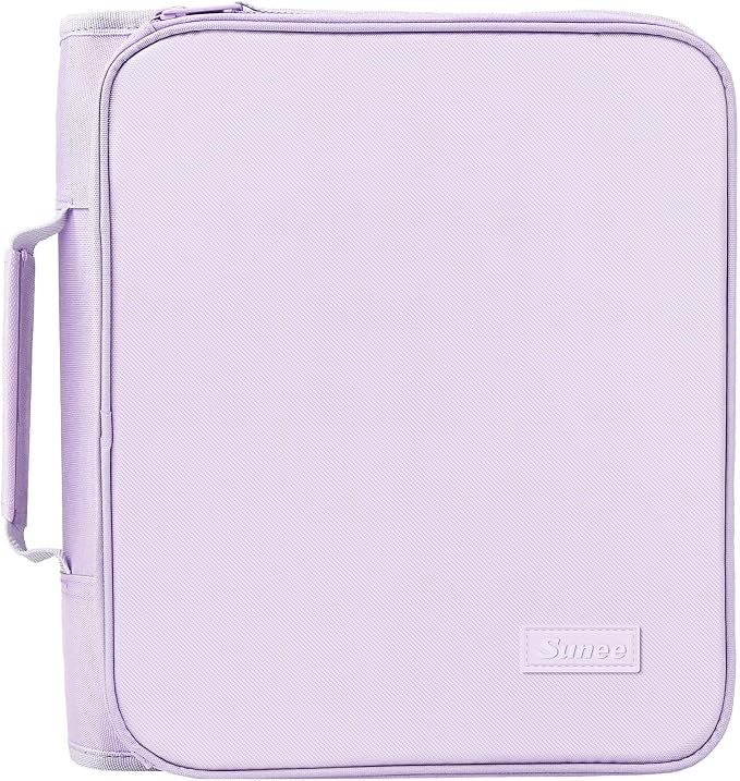 SUNEE Zippered Binder Bag with Handle, 2-Inch 3-Ring O-Ring, 500-Sheet Capacity by SUNEE