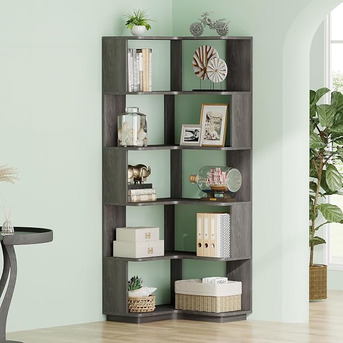 Tribesigns 6-Tier Corner Bookshelf, 64.9 Inches Tall Corner Bookcase - Image 4