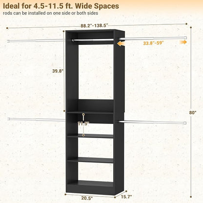 Homieasy Closet System, 4.5-11.5 Ft Expandable Closet Organizer, Walk-in Wood - Image 3