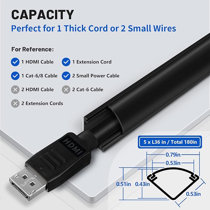 ZhiYo Corner Cable Hider for 1 Cord, Hide Wires on Wall Corner, Self-Adhesive - Image 2