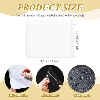 Jeyiour 100 Pcs Label Holders Adhesive Nameplate Pockets Storage Bin Labels - Image 2