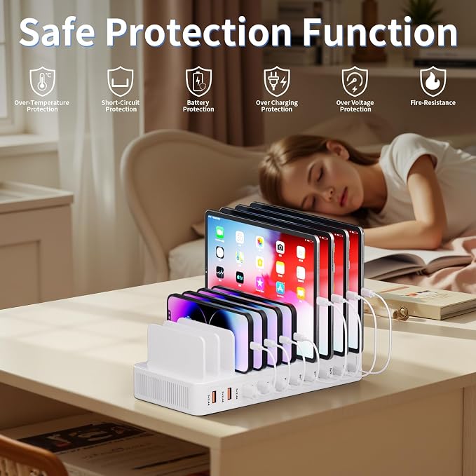 60W Charging Station for Multiple Devices, 10-Port USB Fast Charging Station - Image 3