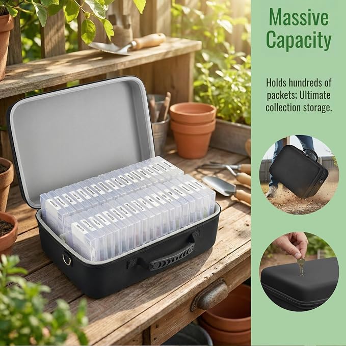 Seed Storage Organizer Case 36-Slot Hard Shell Seed Packet Holder Label Kit | - Image 5