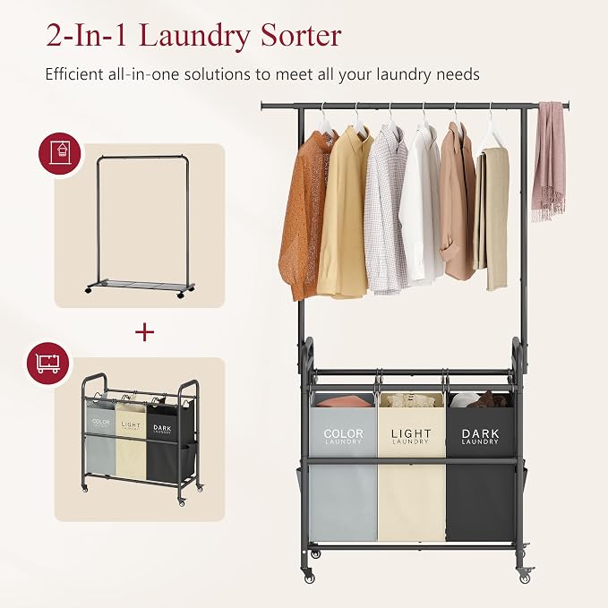 Tajsoon Laundry Sorter Cart - Image 3