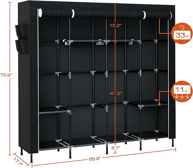 Portable Closet, 66.9 Inch Large Capacity Wardrobe Closet - Image 4