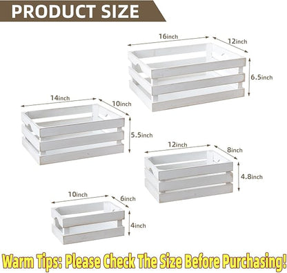 Set of 4 Large Wooden Decorative Storage Crates, Farmhouse Wood Storage - Image 2