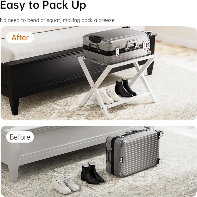 HITNET White Luggage Rack, Folding Suitcase Stand - Image 6