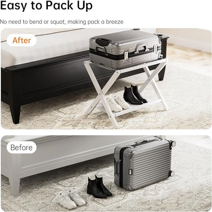 HITNET White Luggage Rack, Folding Suitcase Stand - Image 6