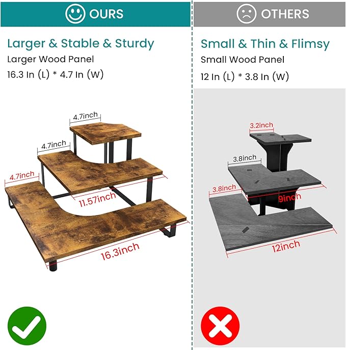 ELITEROO 3 Tier Wooden Retail Display Shelves, Portable Display Rack - Image 2