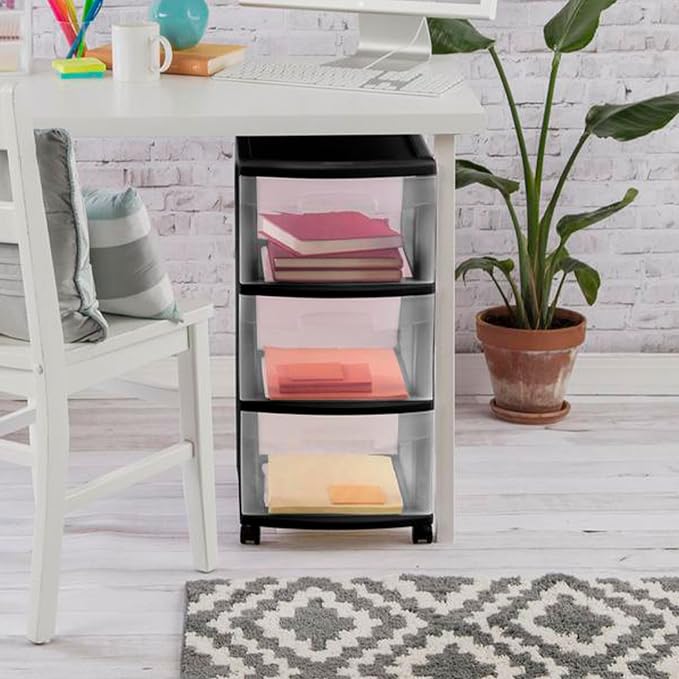 Sterilite 4-Pack 3-Drawer Rolling Plastic Storage Cart, or Dorm Portable - Image 9
