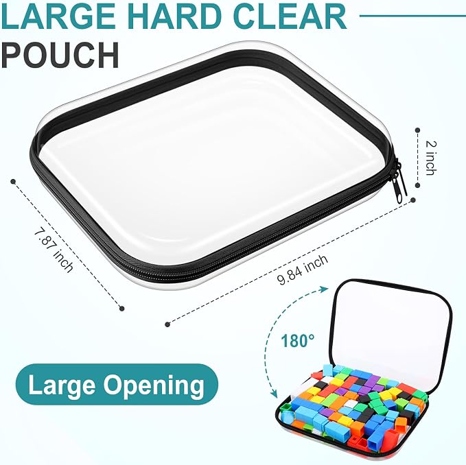 Sanwuta 6 Pcs Clear Hard Zipper Case Hard Plastic Zipper Pouches Transparent - Image 2